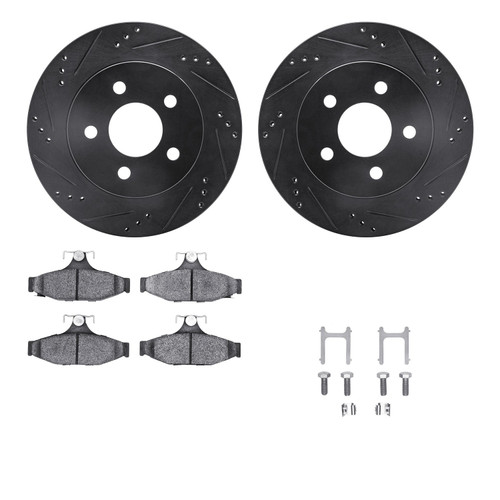 DFC Rotors-Drilled & Slotted-Black w/ 5000 Advanced Brake Pads Incl Hdw 8512-47152