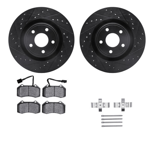 DFC Rotors-Drilled & Slotted-Black w/ 5000 Advanced Brake Pads Incl Hdw 8512-47207