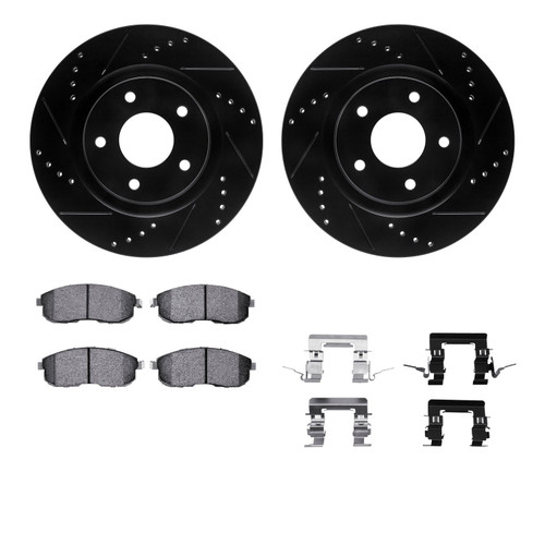 DFC Rotors-Drilled & Slotted-Black w/ EURO 5000 Ceramic Brake Pads Incl Hdw 8612-67013