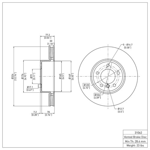 DFC Rotors with 5000 Advanced Brake Pads includes Hardware for 2008-2010 BMW (528i) 6512-31380