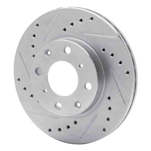 DFC Rotors-Drilled and Slotted-Silver with 5000 Advanced Brake Pads for 1988-1989 Honda (Civic, CRX) 7502-59161