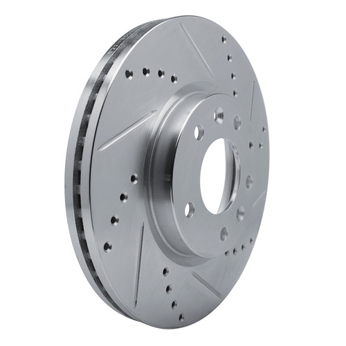 DFC Rotors-Drilled and Slotted-Silver with 5000 Advanced Brake Pads for 2007-2012 Mazda (CX-7) 7502-80066
