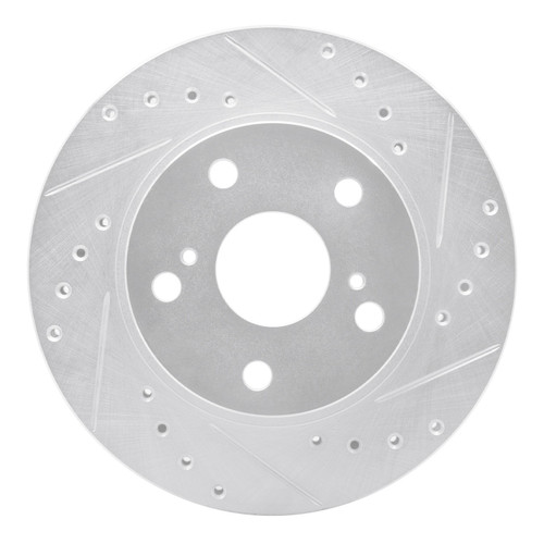 DFC Rotors-Drilled and Slotted-Silver with 5000 Advanced Brake Pads for 1989-1992 Toyota (Cressida) 7502-76124