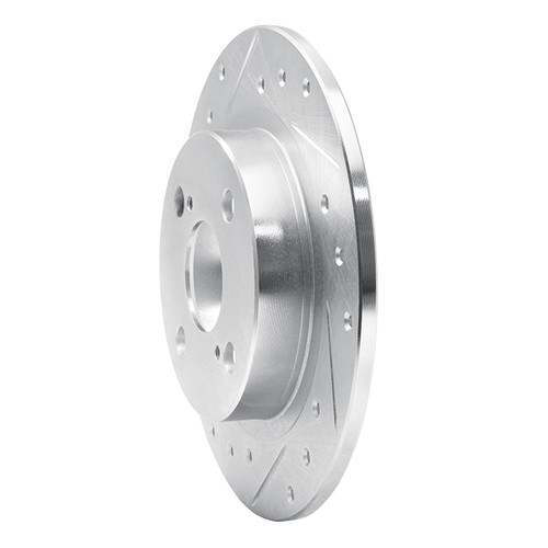 DFC Rotors-Drilled and Slotted-Silver with 5000 Advanced Brake Pads for 1987-1992 Chevrolet/Geo/Toyota (Nova, Prizm, Corolla) 7502-76023