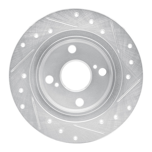 DFC Rotors-Drilled and Slotted-Silver with 5000 Advanced Brake Pads for 1987-1992 Chevrolet/Geo/Toyota (Nova, Prizm, Corolla) 7502-76023