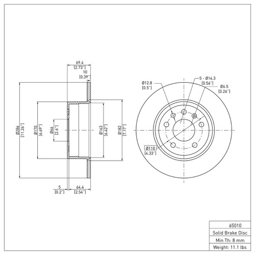 DFC Rotors with 5000 Advanced Brake Pads for 1997-2008 Chevrolet/Saab/Saturn (Astra, 900, 9-3, 9-5) 6502-65073