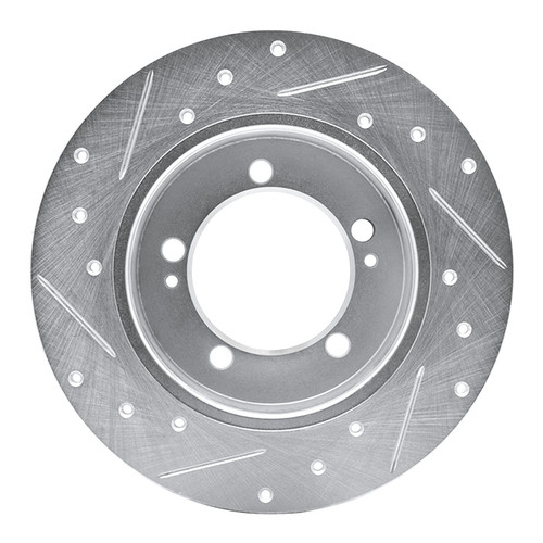 DFC Rotors-Drilled and Slotted-Silver with 5000 Advanced Brake Pads for 1990-1994 Eagle/Mitsubishi/Plymouth (Talon, Eclipse, Laser)