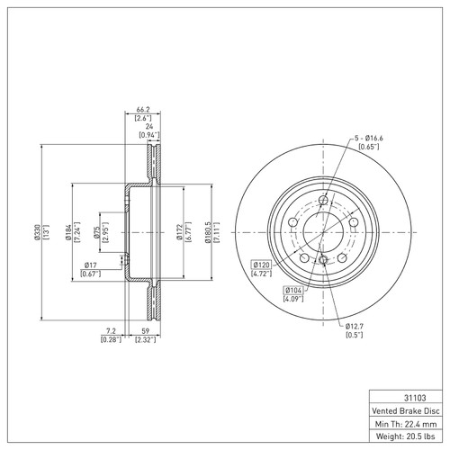 DFC GEOSPEC Rotors with 5000 Advanced Brake Pads for 2012-2016 BMW (528i, 528i xDrive) 4502-31219