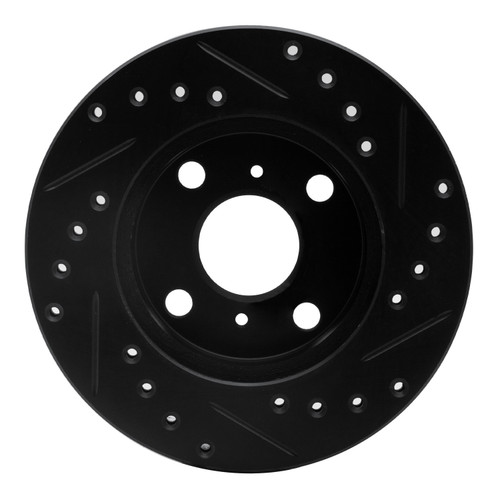 DFC Rotors-Drilled and Slotted-Black with 5000 Advanced Brake Pads for 1995-1999 Toyota (Paseo, Tercel) 8502-76036
