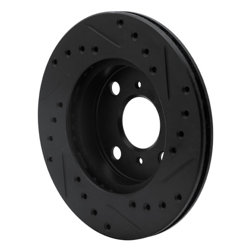 DFC Rotors-Drilled and Slotted-Black with 5000 Advanced Brake Pads for 1995-1999 Toyota (Paseo, Tercel) 8502-76036