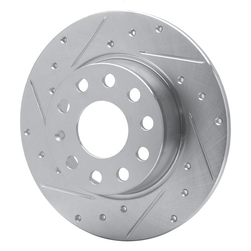 DFC Rotors-Drilled and Slotted-Silver with 5000 Advanced Brake Pads for 2015-2022 Volkswagen (Golf, Golf Alltrack, Golf SportWagen, GTI)