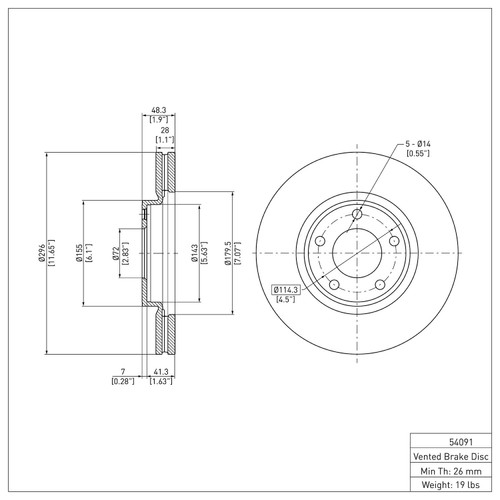DFC GEOSPEC Rotors with 5000 Advanced Brake Pads for 2007-2008 Ford/Lincoln (Edge, MKX) 4502-99068