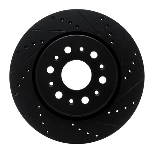 DFC Rotors-Drilled and Slotted-Black with 5000 Advanced Brake Pads for 2017-2020 Buick/Cadillac/Chevrolet (Enclave, XT5, XT6, Blazer)