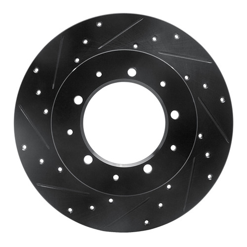 DFC Rotors-Drilled and Slotted-Black with 5000 Advanced Brake Pads for 1974-2016 Land Rover (Defender, Defender 90, Discovery, Range Rover)