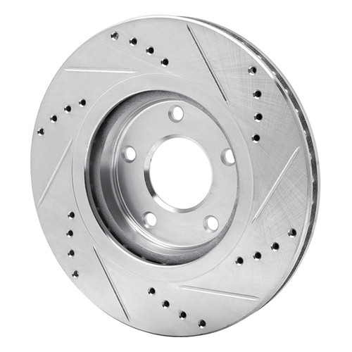DFC Rotors-Drilled and Slotted-Silver with 5000 Euro Ceramic Brake Pads for 2007-2012 Nissan (Sentra) 7602-67006