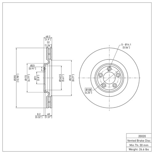 DFC Rotors with 5000 Advanced Brake Pads for 2013-2019 Jaguar (XJ) 6502-20122