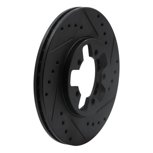 DFC Rotors-Drilled and Slotted-Black with 5000 Advanced Brake Pads for 1984-1989 Nissan (300ZX) 8502-67193