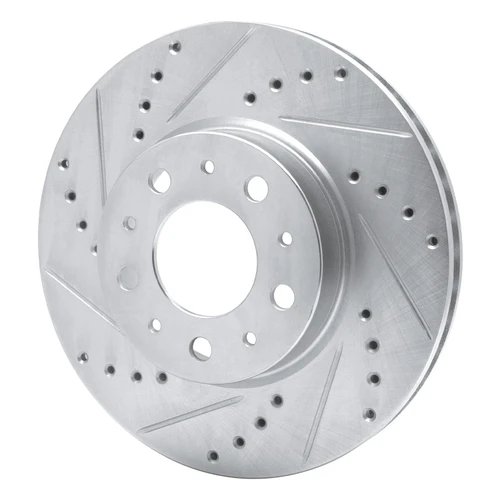 DFC Rotors-Drilled and Slotted-Silver with 5000 Advanced Brake Pads for 1991-1995 Volvo (740, 780, 940, 960) 7502-27014