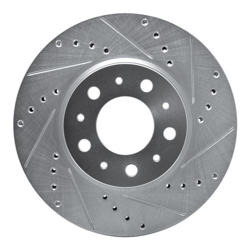 DFC Rotors-Drilled and Slotted-Silver with 5000 Advanced Brake Pads for 1991-1995 Volvo (740, 780, 940, 960) 7502-27014