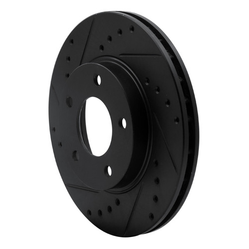 DFC Rotors-Drilled and Slotted-Black with 5000 Advanced Brake Pads for 1998-2003 Mazda (626, Protege) 8502-80137
