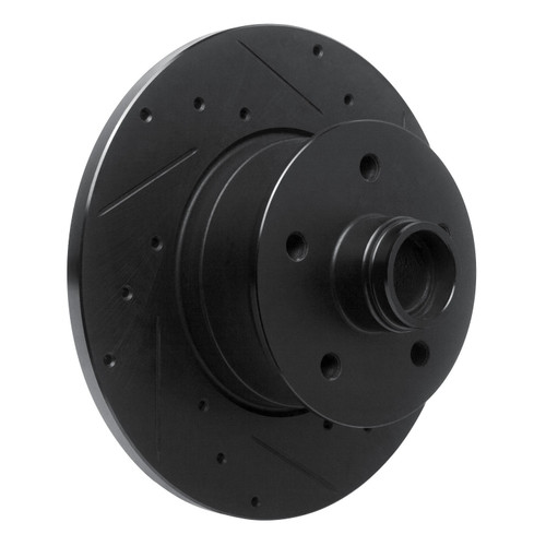 DFC Rotors-Drilled and Slotted-Black with 5000 Advanced Brake Pads includes Hardware for 1979-1985 Volkswagen (Transporter, Vanagon)