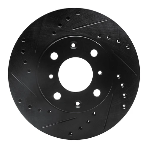 DFC Rotors-Drilled and Slotted-Black with 5000 Advanced Brake Pads for 1988-1991 Honda (Civic, CRX) 8502-59162