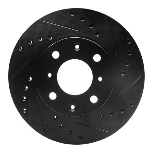 DFC Rotors-Drilled and Slotted-Black with 5000 Advanced Brake Pads for 1988-1991 Honda (Civic, CRX) 8502-59162
