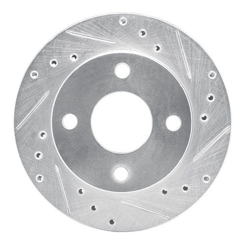 DFC Rotors-Drilled and Slotted-Silver with 5000 Advanced Brake Pads for 1983-1994 Ford/Mercury (Escort, EXP, Tempo, LN7) 7502-55029