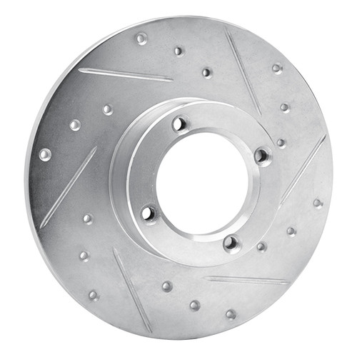 DFC Rotors-Drilled and Slotted-Silver with 5000 Advanced Brake Pads for 1980-1983 Subaru (Brat, DL, GL, GLF) 7502-13115