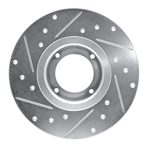 DFC Rotors-Drilled and Slotted-Silver with 5000 Advanced Brake Pads for 1980-1983 Subaru (Brat, DL, GL, GLF) 7502-13115