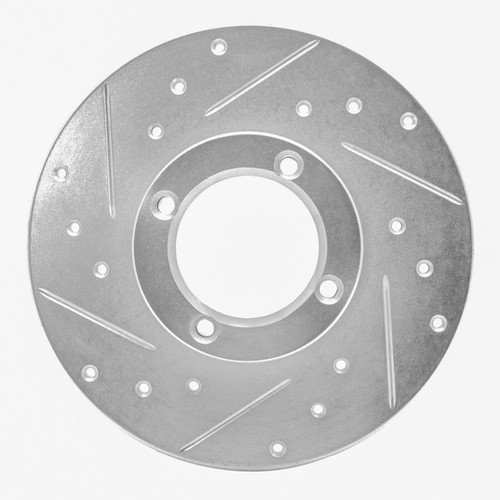 DFC Rotors-Drilled and Slotted-Silver with 5000 Advanced Brake Pads for 1980-1983 Subaru (Brat, DL, GL, GLF) 7502-13115