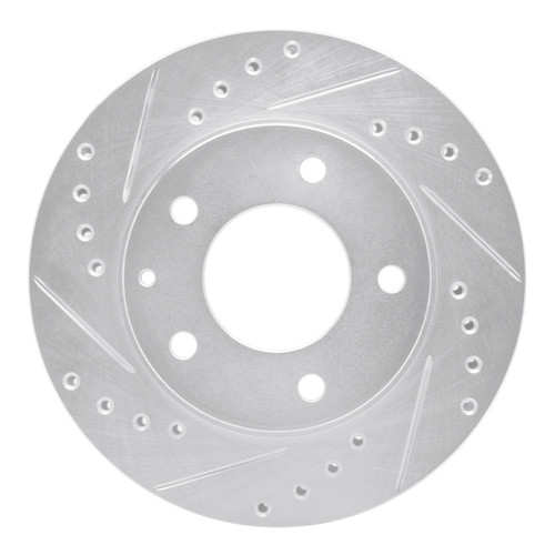 DFC Rotors-Drilled and Slotted-Silver with 5000 Advanced Brake Pads for 1998-2003 Mazda (626, Protege, Protege5) 7502-80015