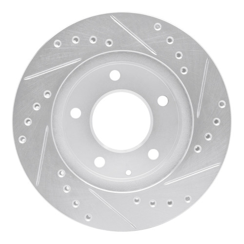 DFC Rotors-Drilled and Slotted-Silver with 5000 Advanced Brake Pads for 1998-2003 Mazda (626, Protege, Protege5) 7502-80015
