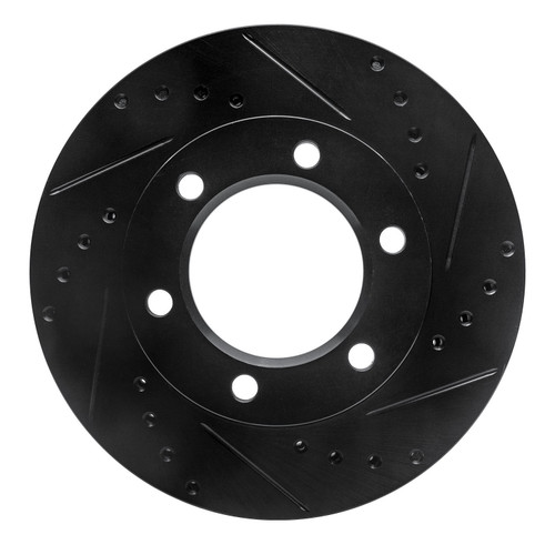 DFC Rotors-Drilled and Slotted-Black with Heavy Duty Brake Pads for 1971-1991 Chevrolet/GMC/Jeep (Blazer, K10, K10 Pickup, K10 Suburban)