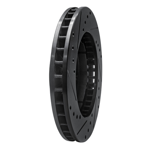 DFC Rotors-Drilled and Slotted-Black with Heavy Duty Brake Pads for 1971-1991 Chevrolet/GMC/Jeep (Blazer, K10, K10 Pickup, K10 Suburban)