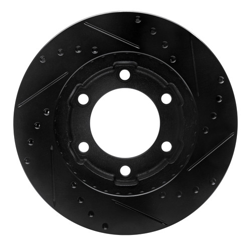 DFC Rotors-Drilled and Slotted-Black with Heavy Duty Brake Pads for 1971-1991 Chevrolet/GMC/Jeep (Blazer, K10, K10 Pickup, K10 Suburban)