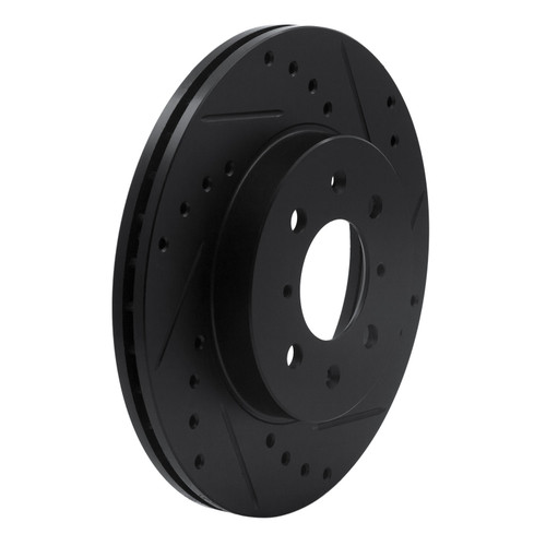 DFC Rotors-Drilled and Slotted-Black with 5000 Advanced Brake Pads for 1994-1995 Honda (Civic) 8502-59183