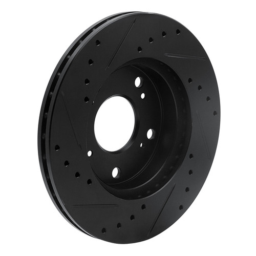 DFC Rotors-Drilled and Slotted-Black with 5000 Advanced Brake Pads for 2006-2011 Honda (Civic) 8502-59033