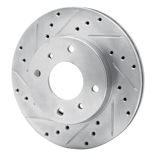 DFC Rotors-Drilled and Slotted-Silver with 5000 Advanced Brake Pads for 1997-2006 Nissan (240SX, Sentra) 7502-67022
