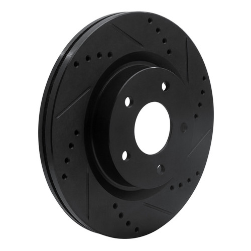 DFC Rotors-Drilled and Slotted-Black with 5000 Euro Ceramic Brake Pads for 2007-2013 Nissan (Altima) 8602-67005