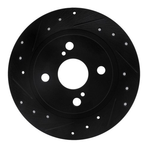 DFC Rotors-Drilled and Slotted-Black with 5000 Advanced Brake Pads for 1987-1992 Chevrolet/Geo/Toyota (Nova, Prizm, Corolla) 8502-76023