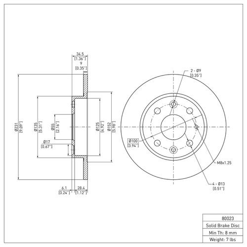 DFC GEOSPEC Rotors with 5000 Advanced Brake Pads for 1990-1993 Mazda (Miata) 4502-80051