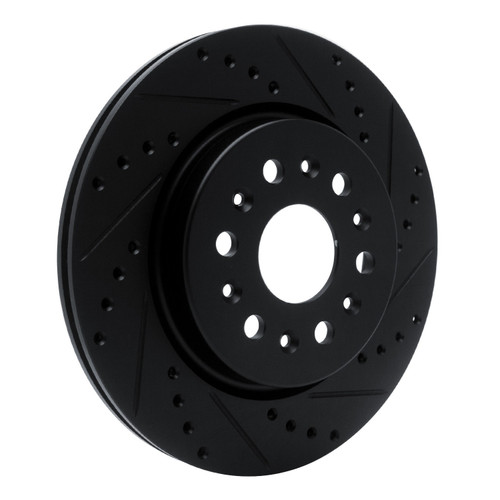 DFC Rotors-Drilled and Slotted-Black with 5000 Euro Ceramic Brake Pads for 2017-2020 Buick/Cadillac/Chevrolet (Enclave, XT5, XT6, Blazer)