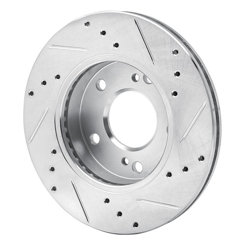 DFC Rotors-Drilled and Slotted-Silver with 5000 Advanced Brake Pads for 1996 Nissan (240SX) 7502-67317