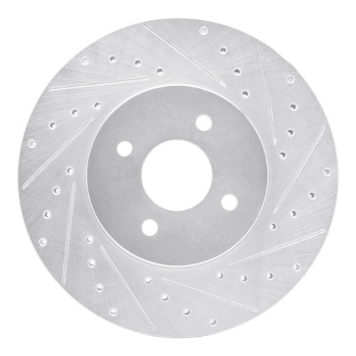 DFC Rotors-Drilled and Slotted-Silver with 5000 Euro Ceramic Brake Pads for 2002-2004 Ford (Focus) 7602-54008