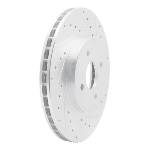 DFC Rotors-Drilled and Slotted-Silver with 5000 Euro Ceramic Brake Pads for 2002-2004 Ford (Focus) 7602-54008