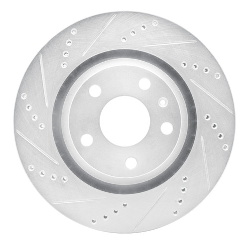 DFC Rotors-Drilled and Slotted-Silver with EURO 5000 Ceramic Brake Pads includes Hardware for 2008-2015 Audi (TT Quattro, TTS Quattro)
