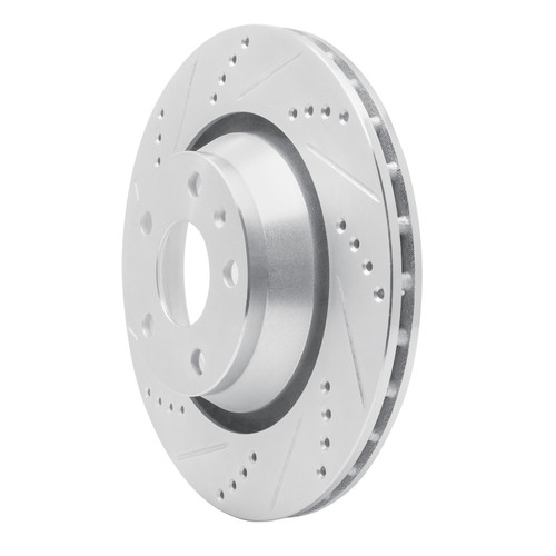 DFC Rotors-Drilled and Slotted-Silver with EURO 5000 Ceramic Brake Pads includes Hardware for 2008-2015 Audi (TT Quattro, TTS Quattro)