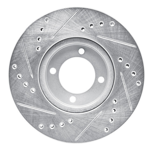 DFC Rotors-Drilled and Slotted-Silver with 5000 Advanced Brake Pads for 1984-1987 Toyota (Corolla) 7502-76191