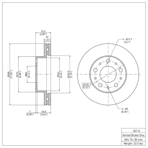 DFC Rotors with Heavy Duty Brake Pads for 2014-2021 Ram (ProMaster 2500, ProMaster 3500) 6202-40505